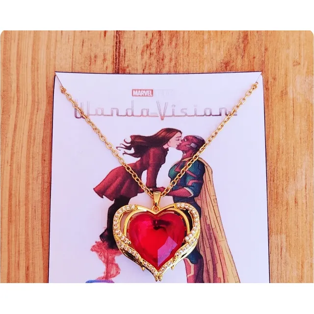 Collar Corazón Cristal Rojo Wanda Vision Bruja Escarlata