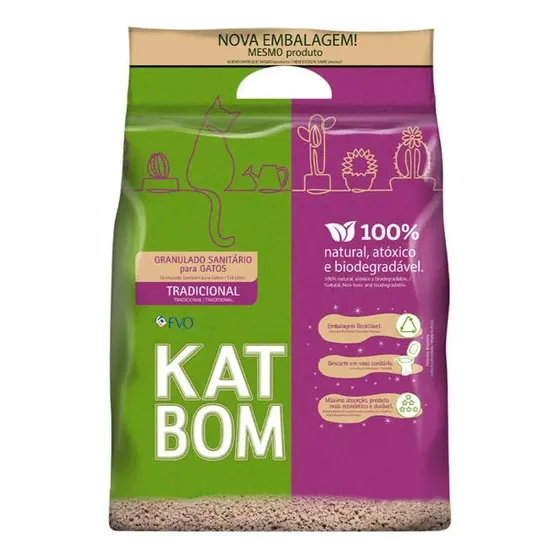 Granulado Katbom Areia Higiênica Biodegradavel P/Gatos 3 Kg