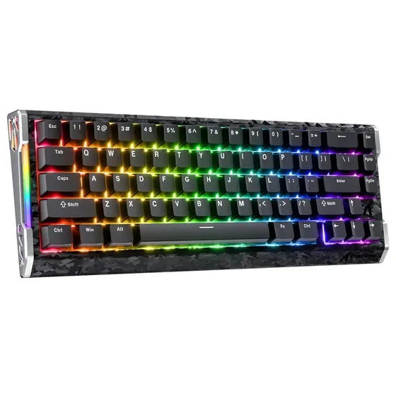 Teclado Attack Shark R68HE Black Magnetico RGB R68 HE Fibra de Carbono 60%