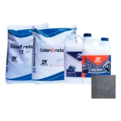 Microcemento Para Pared Gris Grafito Kit 5 Mt2 Super Kreto