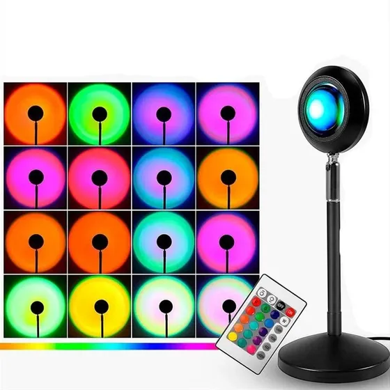 Lámpara Arcoíris  Luz De Atardecer + Control 16 Colores 