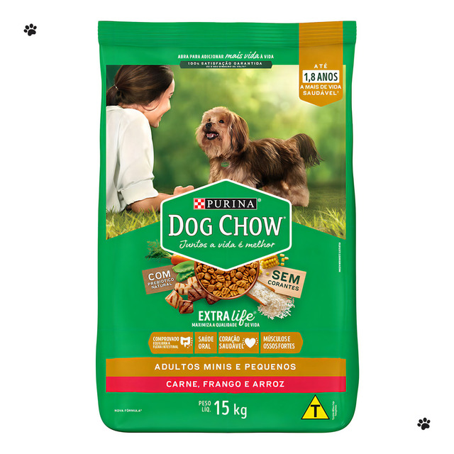 Dog Chow Extra Life Cães Adultos Pequenos Sabor Carne Frango E Arroz Saco 15kg Dog Chow Extra Life Cães Adultos Pequenos Sabor Carne Frango E Arroz Saco 15kg