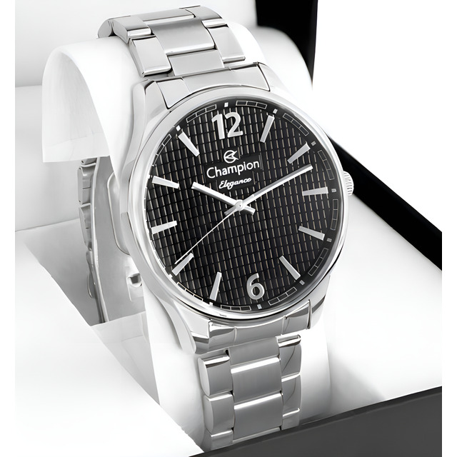 Relógio Masculino Champion Cn27670t Cor Da Correia Prateado Com Fundo Preto Prova D´agua 5... Relógio Masculino Champion Cn27670t Cor Da Correia Prateado Com Fundo Preto Prova D´agua 5...
