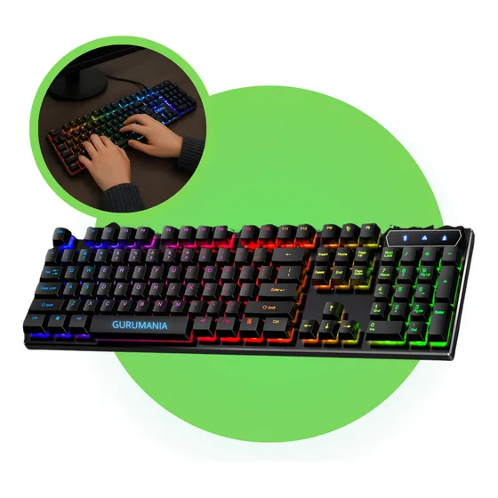 Teclado Gamer Semi Mecânico Rgb Led Iluminado Abnt2 Usb Para Pc Xbox Ps5 Ps4 Jogos Preto Idioma Português