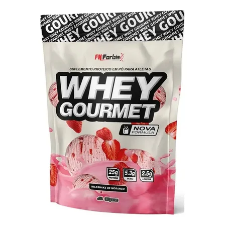 Whey Protein Gourmet Refil 900 G - Fn Forbis - Proteina Sabor Milkshake De Morango