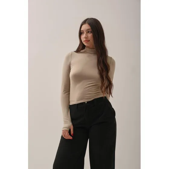 Remera Top Polera Manga Larga Basica Mujer Naif
