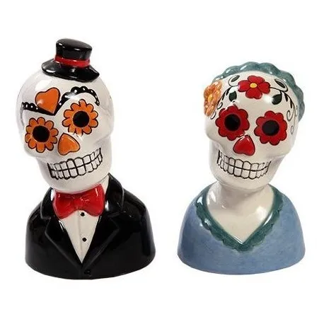 Tradicional Boda Par Mexicano Azucar Dia Muerto Calavera Sal
