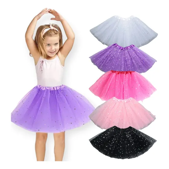 Tutú Falda Escarchada Glitter Niñas 30cm Disfraz Brillante