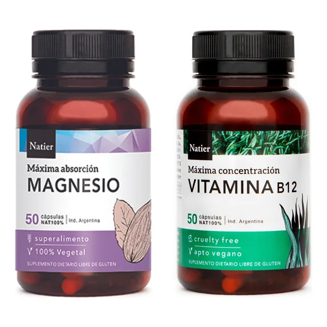 Cápsulas Magnesio X 50 Y Capsulas Vitamina B12  X 50 S/tacc