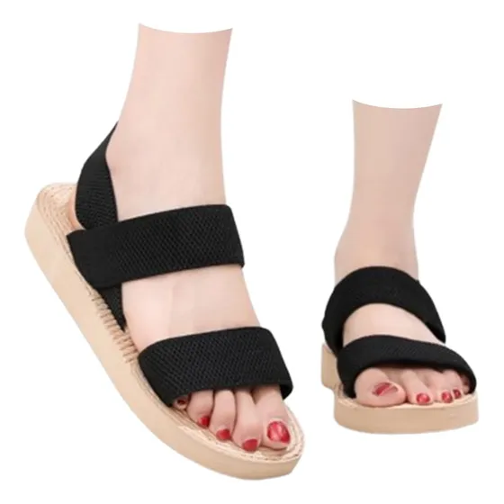 Sandalia Plataforma Para Mujer Banda Elastica Moda Verano