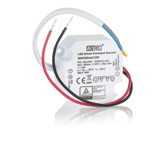 Controlador/driver Led Mini 12w 350ma 12-35vcd Ip65