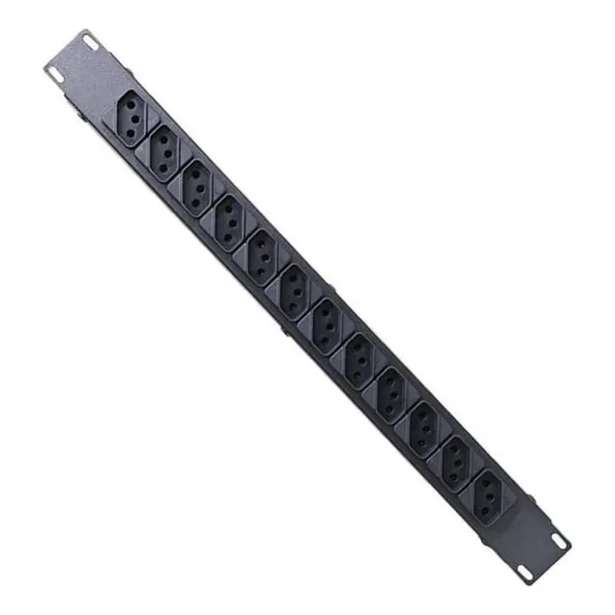 Régua Calha Padrão Rack 10a De 12 Tomadas Cor Preto 127v/220v