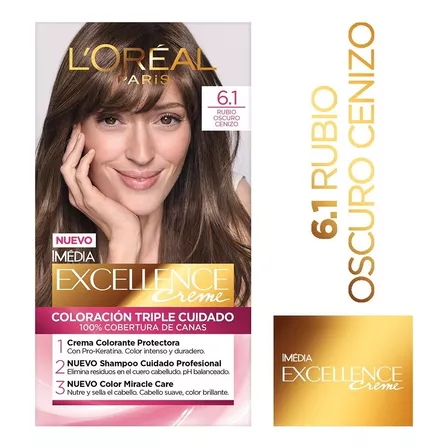 Kit Tintura L'Oréal Paris  Excellence Kit Tintura L'oréal París Excellence Creme Para Rubio tono 6.1 rubio oscuro cenizo para cabello