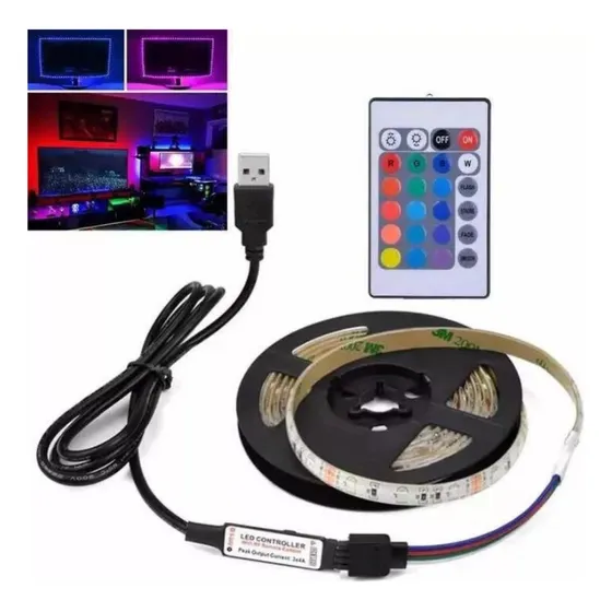 Tira De Luces Led 5 Mts Rgb Usb Pc Gamer Cinta Siliconada Veoquiero
