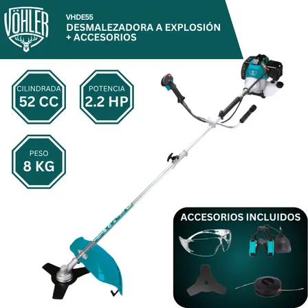 Desmalezadora Vöhler Vhde55 52cc 2.2hp 1500w con Accesorios