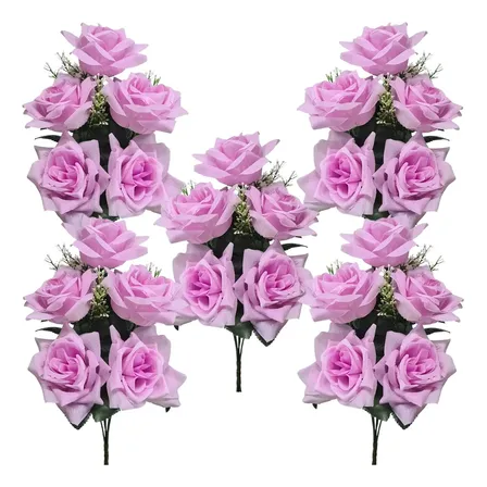 Kit Com 5 Buquês Rosa Diamante Artificial Decorativa Atacado