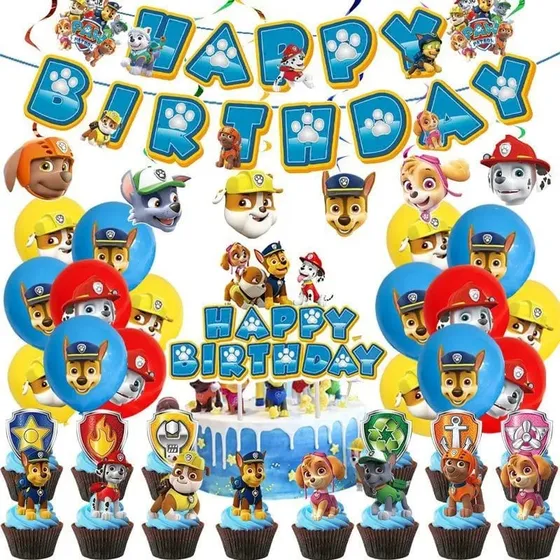 Set Cumpleaños Paw Patrol Cotillón 