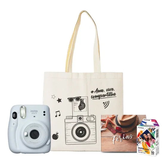 Kit Câmera Instax Mini 11 Branca +10 Ft Spray +álbum +ecobag