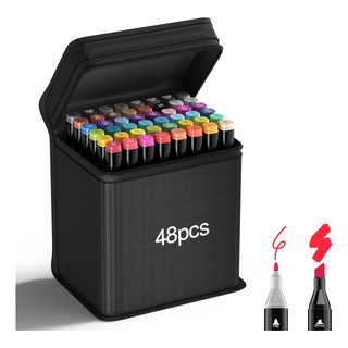 Caneta Marcadora Dupla, Conjunto De 48 Cores Com Bolsa De Ar Caneta Marcadora Dupla, Conjunto De 48 Cores Com Bolsa De Ar