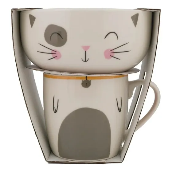 Juego Desayuno Top Choice Cerámica Taza Y Tazón Gato