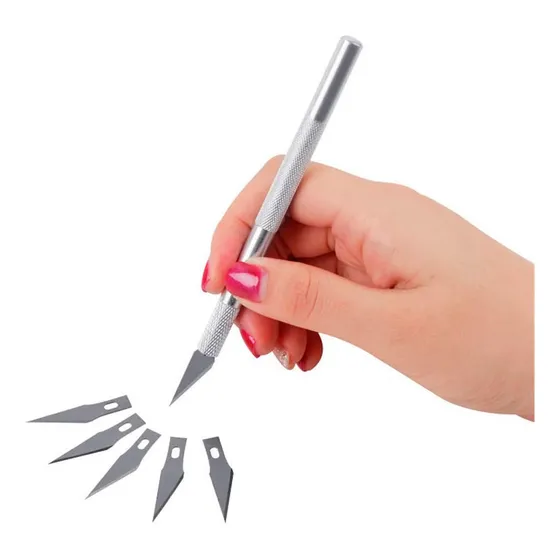 Cutter Bisturí Trincheta Precisión + Cuchillas De Repuesto