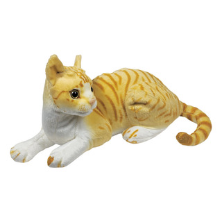 Gato De Pelúcia Deitado Realista 38cms - Amarelo Gato De Pelúcia Deitado Realista 38cms - Amarelo