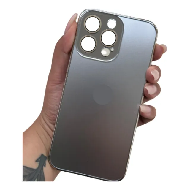Capa Case Glass Luxo Premium Fosca Cromada Para iPhone