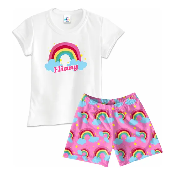 Pijama Short Niña Arcoiris Microdurazno