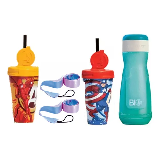 Kit Avon Marvel Capitão América& Iron Man + Cordão+ Garrafa