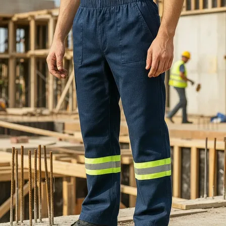 Calça Ideal Para Trabalho Reforçada 4 Bolsos Com Refletivo Azul-marinho G Liso