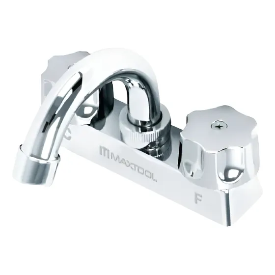 Mezcladora Para Lavabo 4 Cuello Curvo Maxtool 308301 Cromado Color Gris