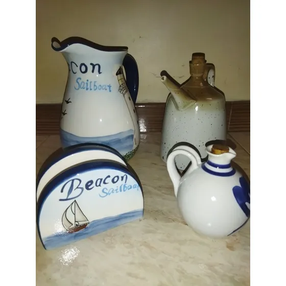 Hermosas Jarras En Cerámica Y Gres + Servilletero !! España 