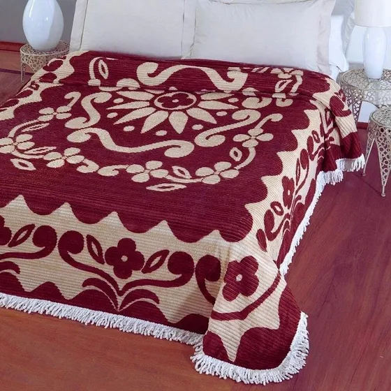 Colcha Chenille Jolitex Casal Franja Flórida 2,20x2,40 Vinho