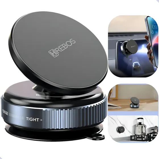 Suporte Celular Magnético Universal para Carro Mesa Vidro Imã 360° Preto
