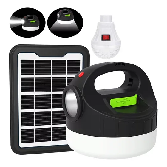 Kit Solar Con Luz Led Cargador Y Panel Solar De Acampar