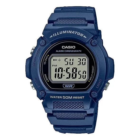 Reloj Casio W-219h-2av Digital Redondo Clasico Azul Original