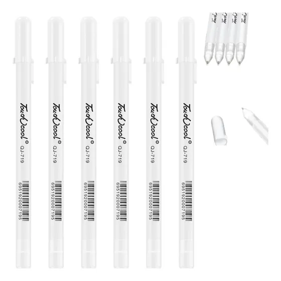 Canetas De Gel Brancas, 6 Peças, Canetas De Tinta De Gel Com