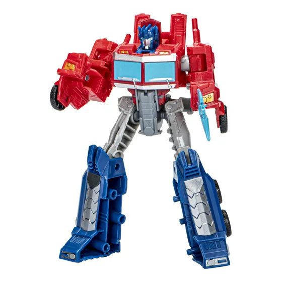 Figura Transformers Earthspark Optimus Prime Con Remolque