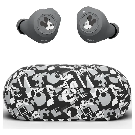 Auriculares Bluetooth Disney Mickey Mouse Con Estuche Gris