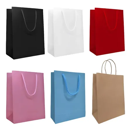 Sacola Papel Bolsa Colorida Média 23x30x10 - Kit 50 Un