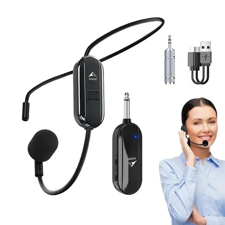 Microfone Sem Fio Headset Conferencia Professor Show Wireless Microfone Headset Sem Fio Conferencia Aula Caixa Amplificada Preto