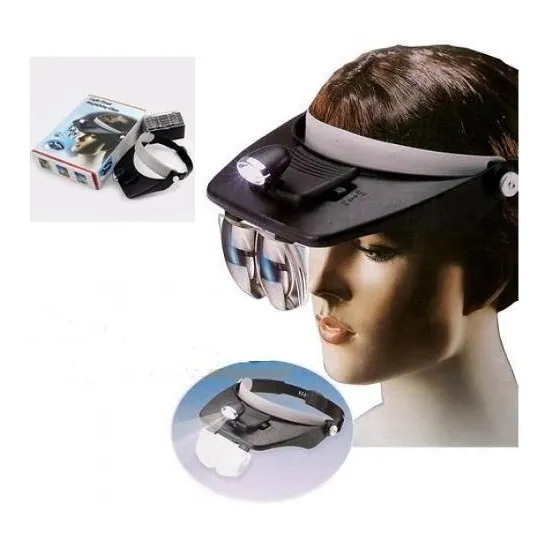 Pack 2 Visera Con 4 Lentes Intercambiables Lupa Con Luz Led 