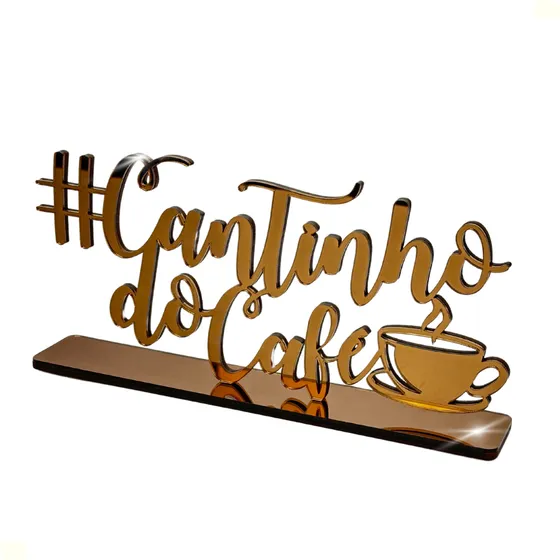 Cantinho Do Café Decoração Acrílico Espelhado Caramelo Cobre