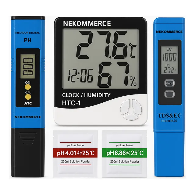 Combo Medidor Ph Autocalibre + Ec/tds + Termohigrometro Htc1