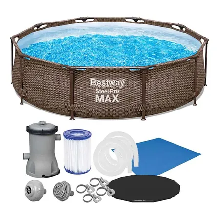 Piscina Estrutural 4.678l Deluxe Completa Acessórios Bestway Cor Marrom Bomba 220v