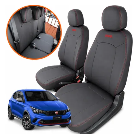 Capa De Banco Carro Couro Sob Medida Fiat Argo 2018 Á 2026 Cinza-escuro Drive