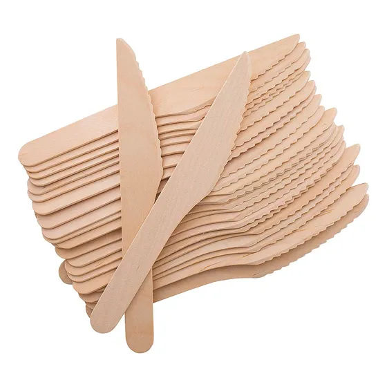 100 Cuchillos Bambú Desechables Cubiertos Madera Ecológico