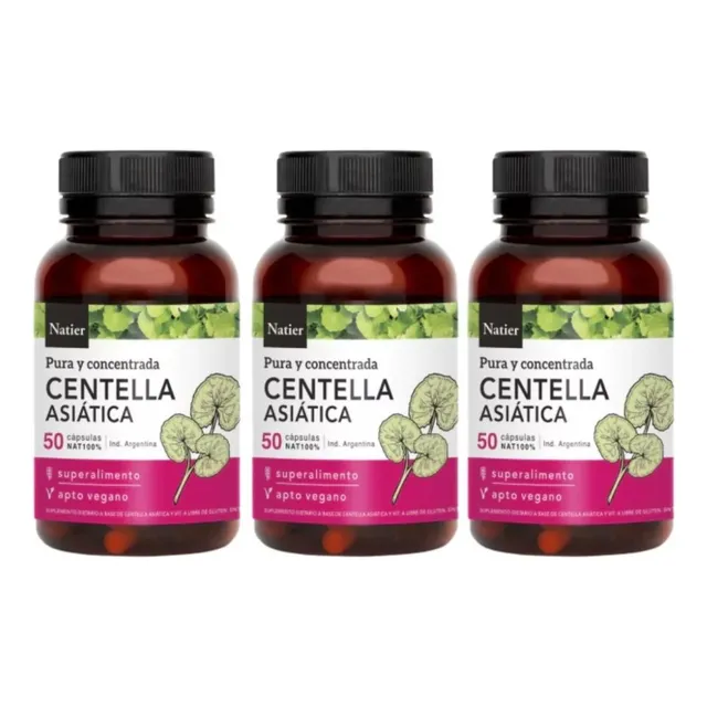 Kit X 3 Centella Asiática Pura Y Concentrada Natier 50 Cáps