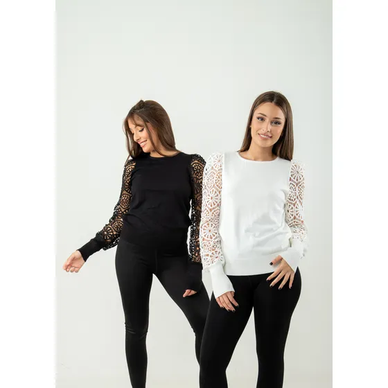 Sweater Manga Guipur Byh