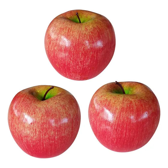 Manzana Roja Artificial Decoracion Utileria Realista Set X 3